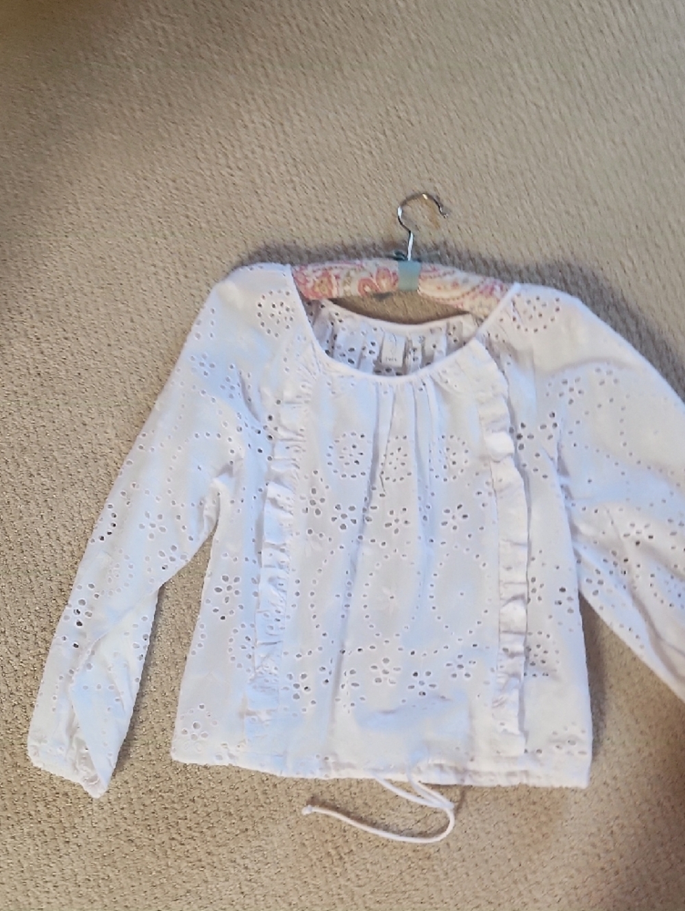 Joie White Eyelet Ruffle-Trim Blouse - Picture 13 of 14